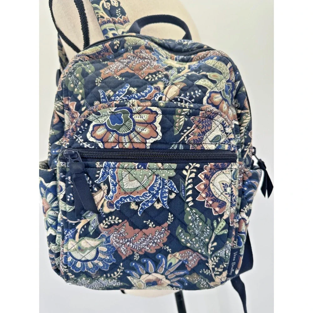 Vera Bradley Java Navy Camo Floral Paisley Small Quilted Backpack Retired Travel